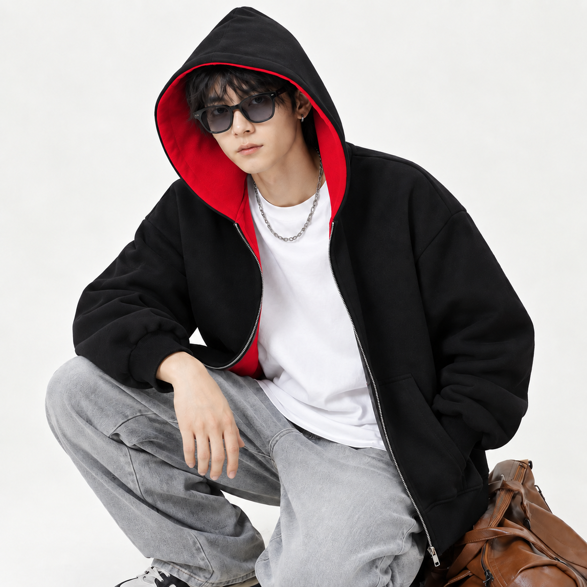 ZARI™ 隠しポケット付き ジップパーカー