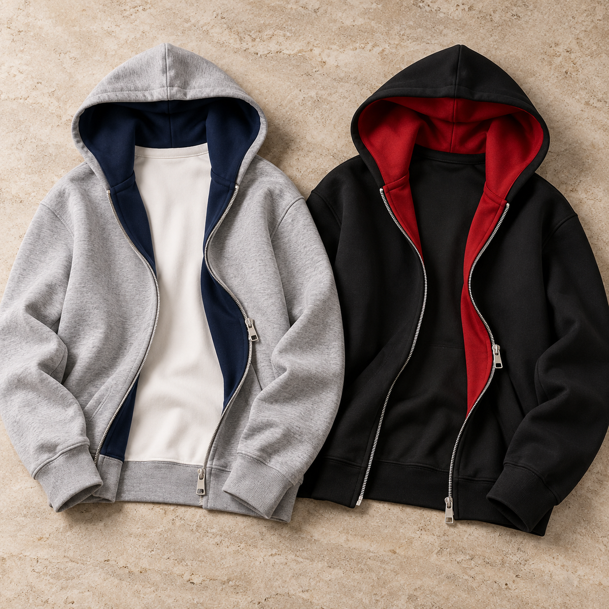 ZARI™ 隠しポケット付き ジップパーカー