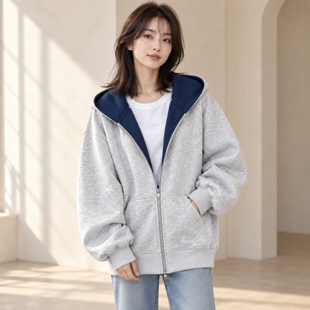 ZARI™ 隠しポケット付き ジップパーカー
