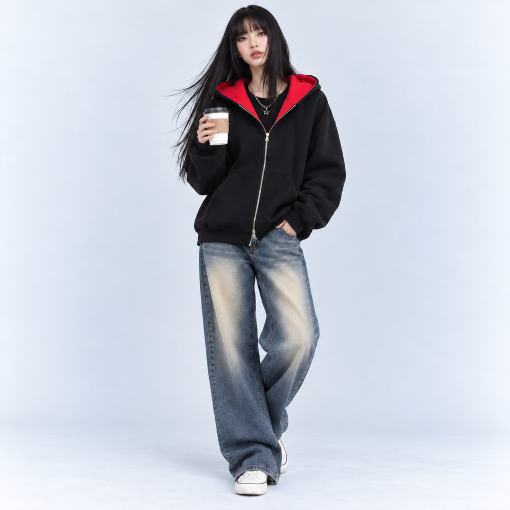 ZARI™ 隠しポケット付き ジップパーカー