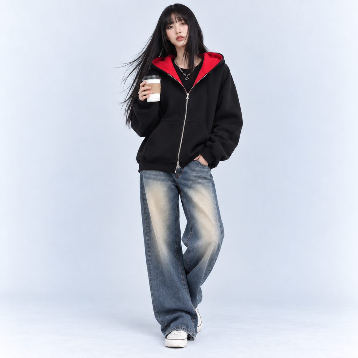 ZARI™ 隠しポケット付き ジップパーカー