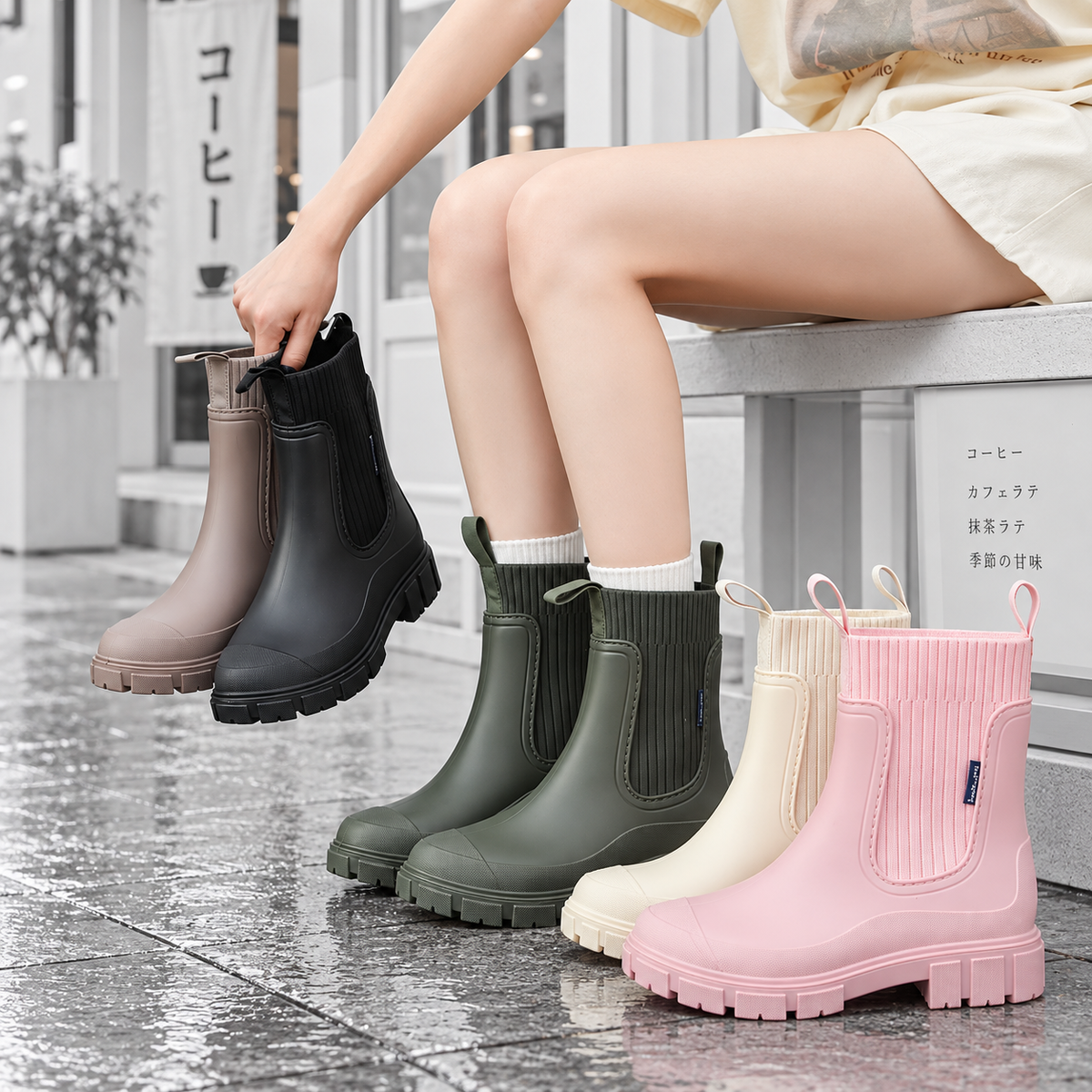 ANNA™ 雨の日用防水ショートブーツ