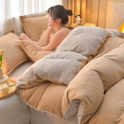 両面ミルクベルベット調フリース 2WAY 布団カバー兼用ブランケット（ファスナー式／静電気対策）