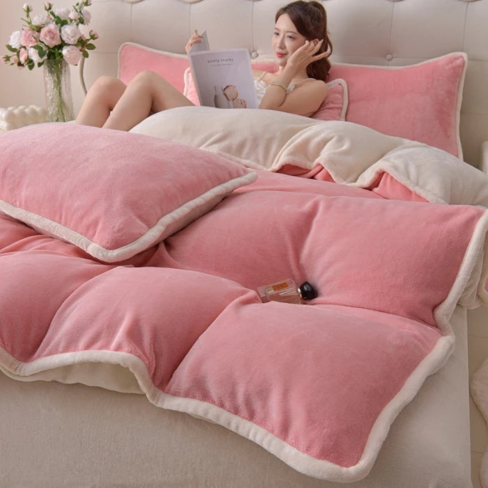 両面あったか ミルクフリース調 掛け布団カバー（無地）