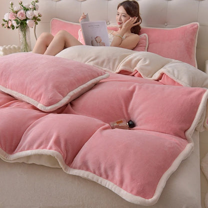 両面あったか ミルクフリース調 掛け布団カバー（無地）