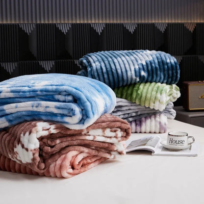 やわらかタイダイ調 フランネルブランケット