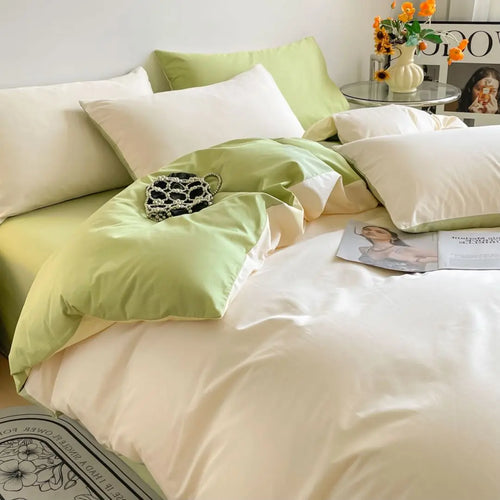 エジプト綿100％ 無地掛け布団カバー（400TC／ファスナー＆四隅ヒモ）