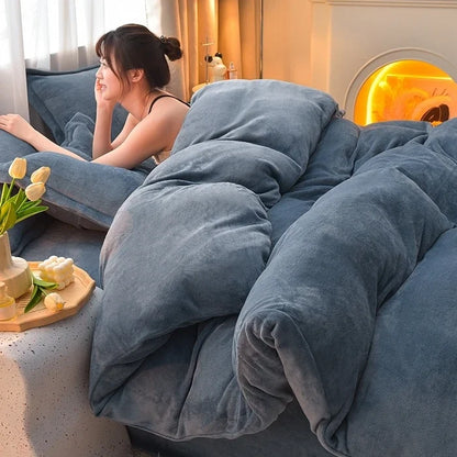 両面ミルクベルベット調フリース 2WAY 布団カバー兼用ブランケット（ファスナー式／静電気対策）