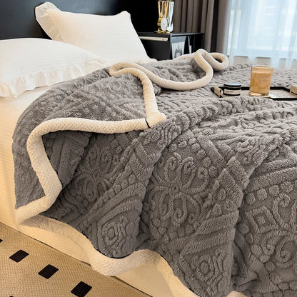 立体模様フランネルのあったかブランケット