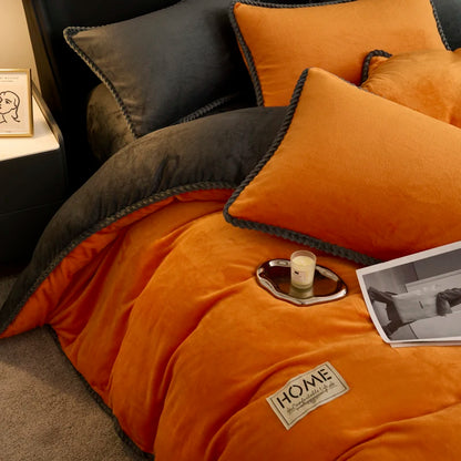 厚手フランネル 配色パイピング 掛け布団カバー（カバー単品）