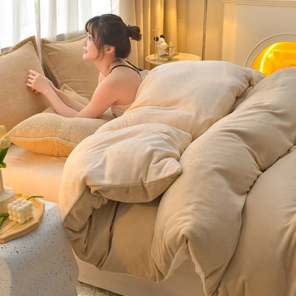 両面ミルクベルベット調フリース 2WAY 布団カバー兼用ブランケット（ファスナー式／静電気対策）