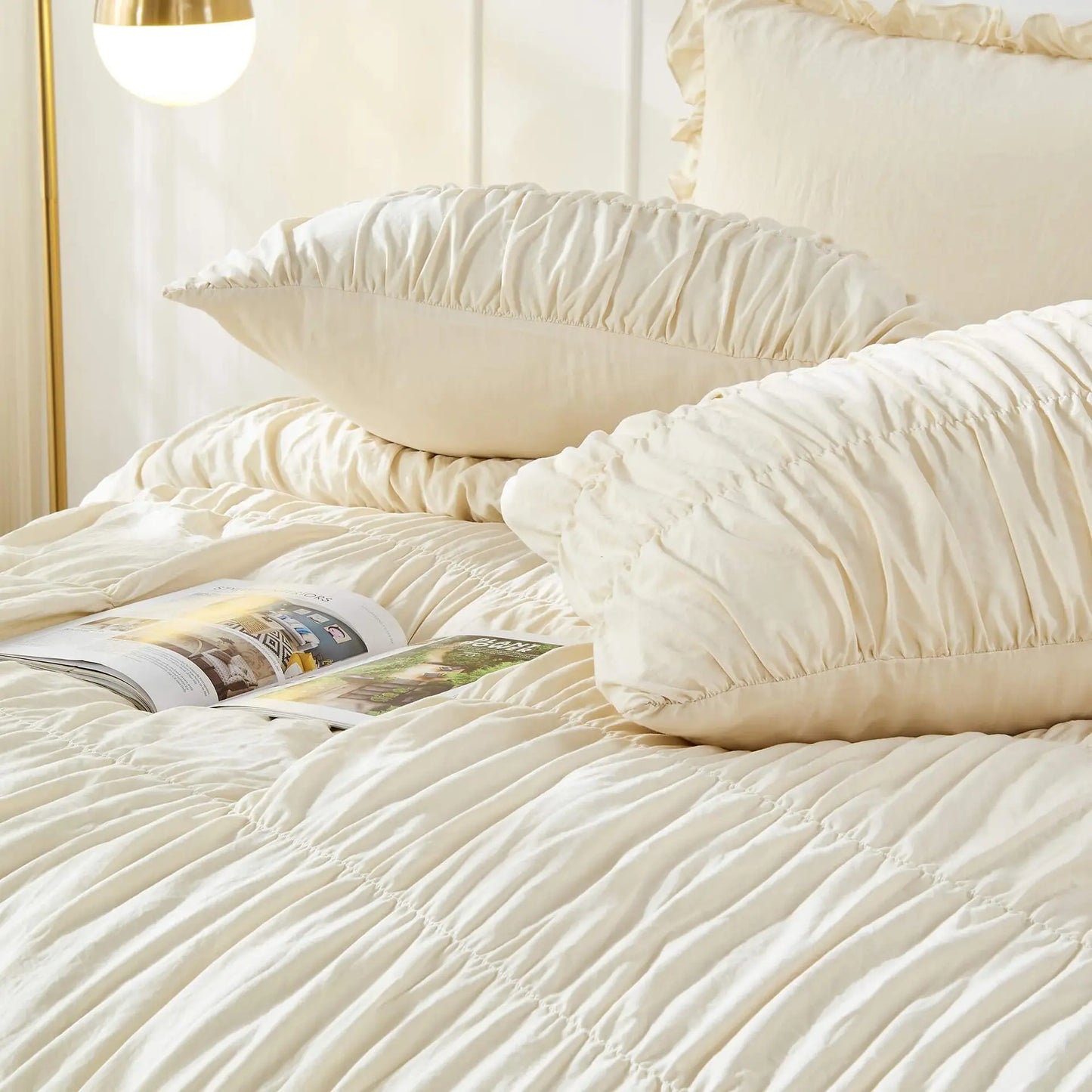 しわ加工 無地 掛け布団カバーセット（オールシーズン／軽やかポリエステル）