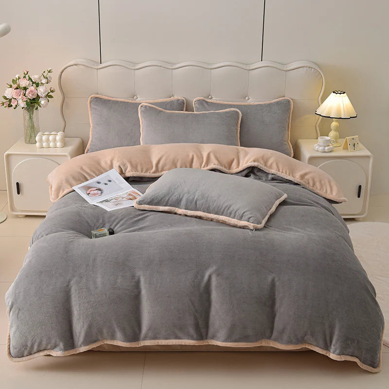 両面あったか ミルクフリース調 掛け布団カバー（無地）