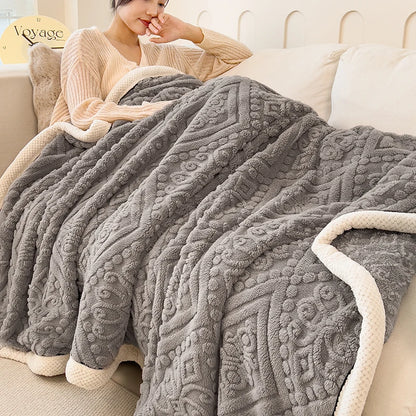 立体模様フランネルのあったかブランケット