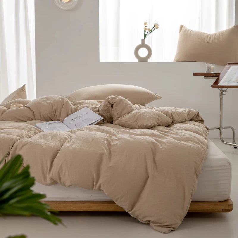 洗いざらし 綿100％ 無地掛け布団カバー（ミニマル）