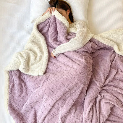 厚手シープボアのあったかブランケット