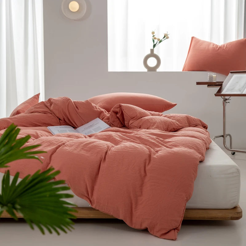 洗いざらし 綿100％ 無地掛け布団カバー（ミニマル）