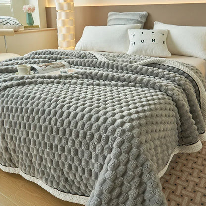 ふんわり格子ジャカード フランネルブランケット