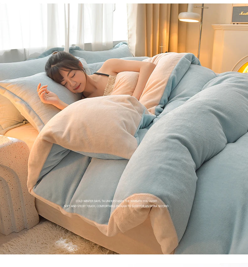両面ミルクベルベット調フリース 2WAY 布団カバー兼用ブランケット（ファスナー式／静電気対策）