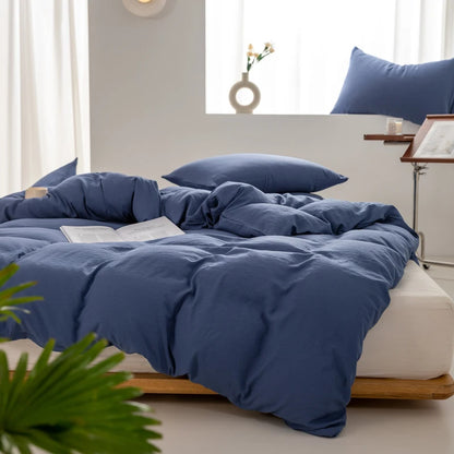 洗いざらし 綿100％ 無地掛け布団カバー（ミニマル）