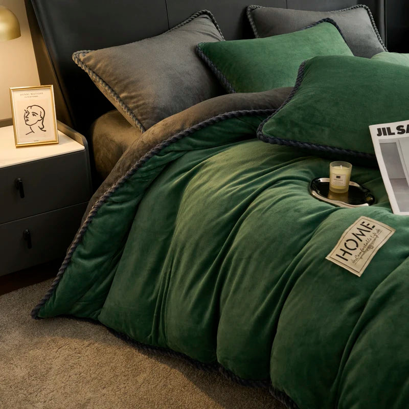 厚手フランネル 配色パイピング 掛け布団カバー（カバー単品）