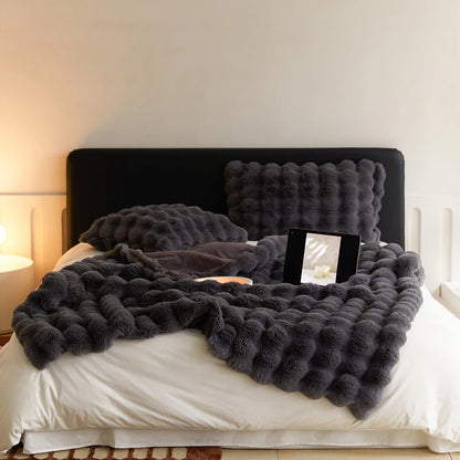 FuwaBlanket™– 高級立体テクスチャ付き両面ふわふわブランケット