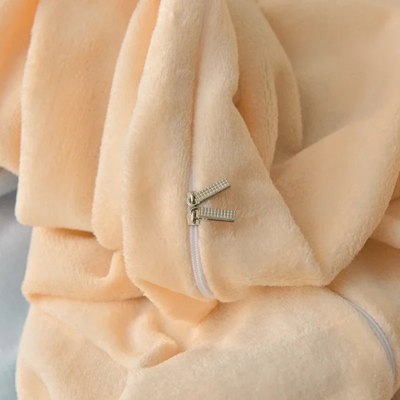 両面ミルクベルベット調フリース 2WAY 布団カバー兼用ブランケット（ファスナー式／静電気対策）