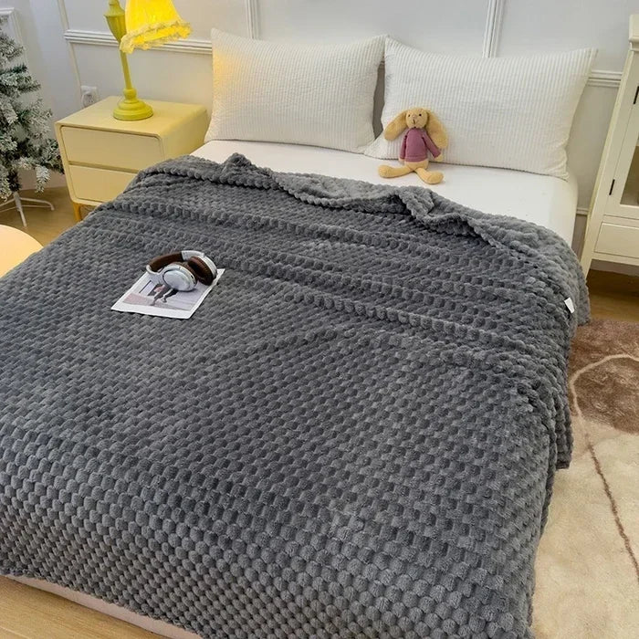 ふんわりチェックのあったかブランケット