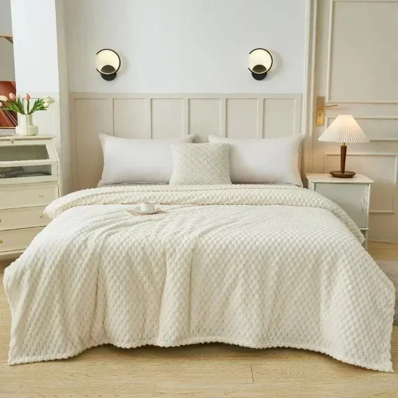 ふんわりチェックのあったかブランケット