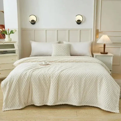 ふんわりチェックのあったかブランケット