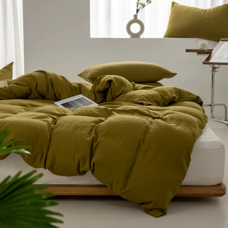 洗いざらし 綿100％ 無地掛け布団カバー（ミニマル）