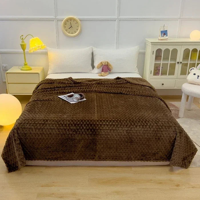 ふんわりチェックのあったかブランケット