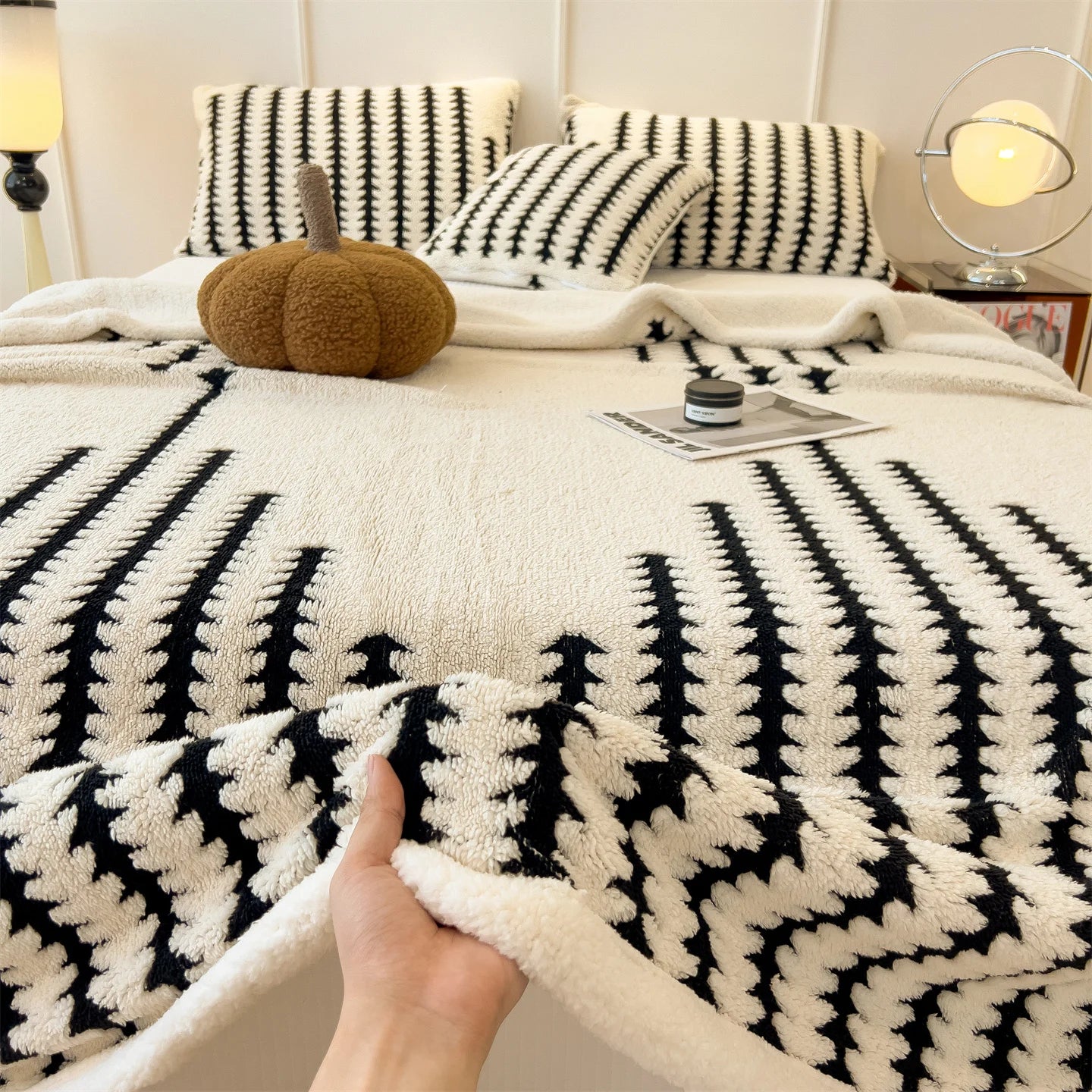 やわらかストライプ ジャカードブランケット