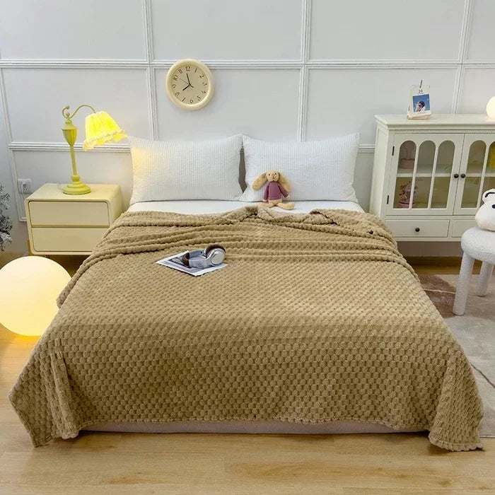 ふんわりチェックのあったかブランケット