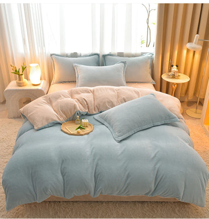 両面ミルクベルベット調フリース 2WAY 布団カバー兼用ブランケット（ファスナー式／静電気対策）