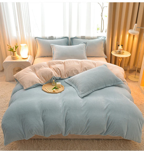 両面ミルクベルベット調フリース 2WAY 布団カバー兼用ブランケット（ファスナー式／静電気対策）