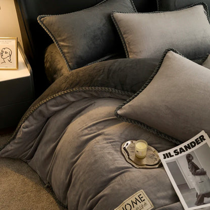 厚手フランネル 配色パイピング 掛け布団カバー（カバー単品）