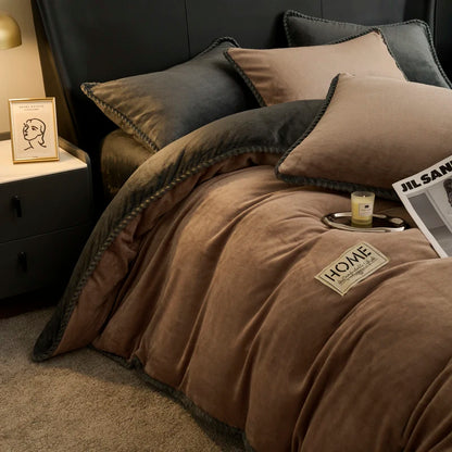 厚手フランネル 配色パイピング 掛け布団カバー（カバー単品）