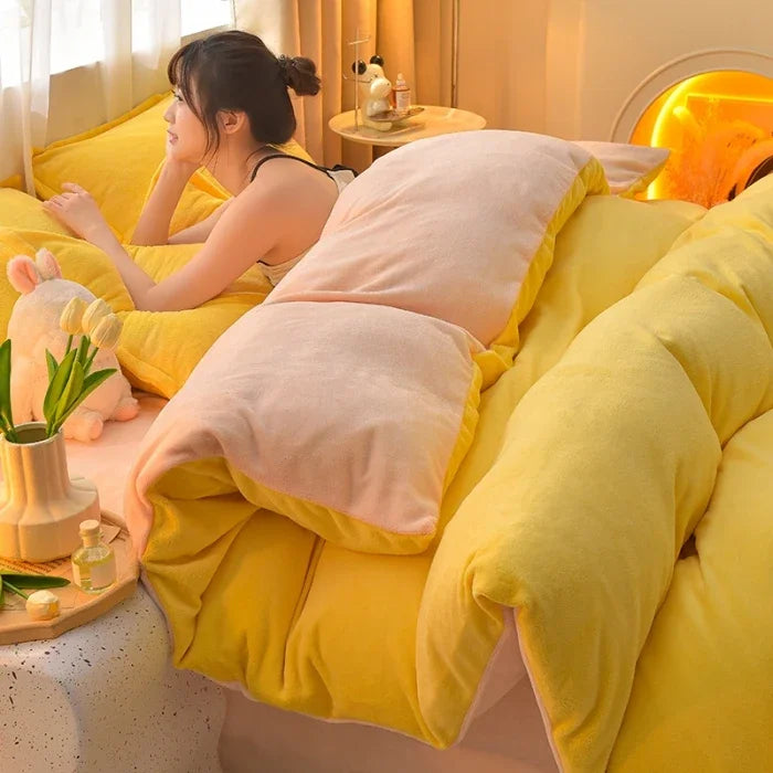 両面ミルクベルベット調フリース 2WAY 布団カバー兼用ブランケット（ファスナー式／静電気対策）