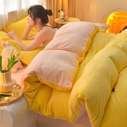 両面ミルクベルベット調フリース 2WAY 布団カバー兼用ブランケット（ファスナー式／静電気対策）