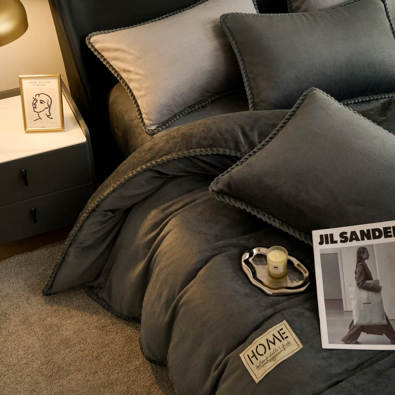 厚手フランネル 配色パイピング 掛け布団カバー（カバー単品）