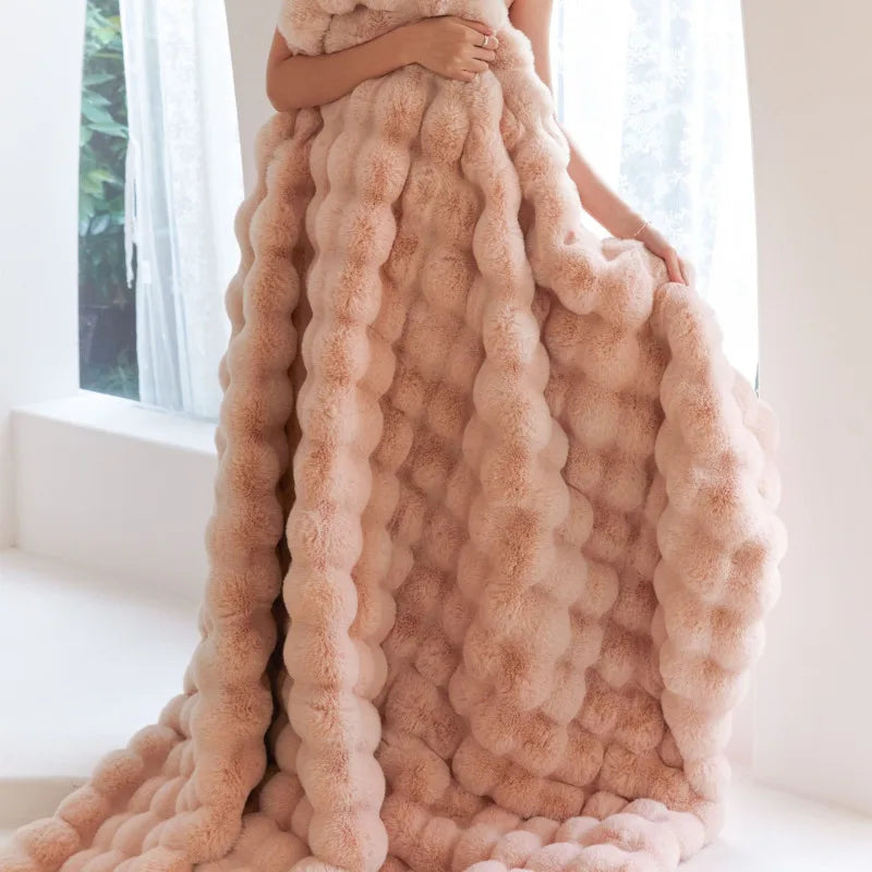 FuwaBlanket™– 高級立体テクスチャ付き両面ふわふわブランケット