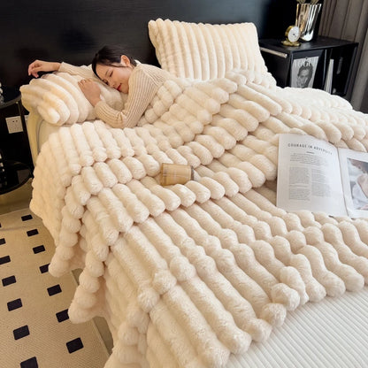 ストライプフランネル 厚手ブランケット