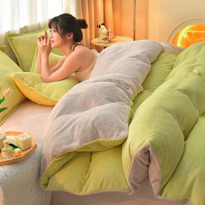 両面ミルクベルベット調フリース 2WAY 布団カバー兼用ブランケット（ファスナー式／静電気対策）