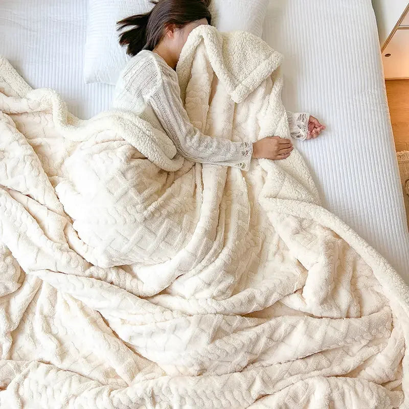 厚手シープボアのあったかブランケット