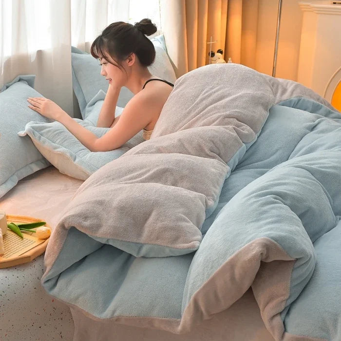 両面ミルクベルベット調フリース 2WAY 布団カバー兼用ブランケット（ファスナー式／静電気対策）