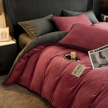 厚手フランネル 配色パイピング 掛け布団カバー（カバー単品）