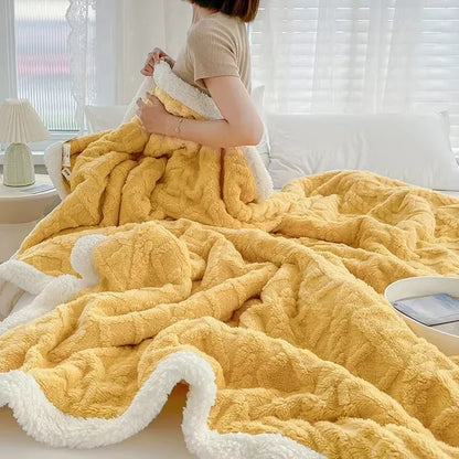 厚手シープボアのあったかブランケット