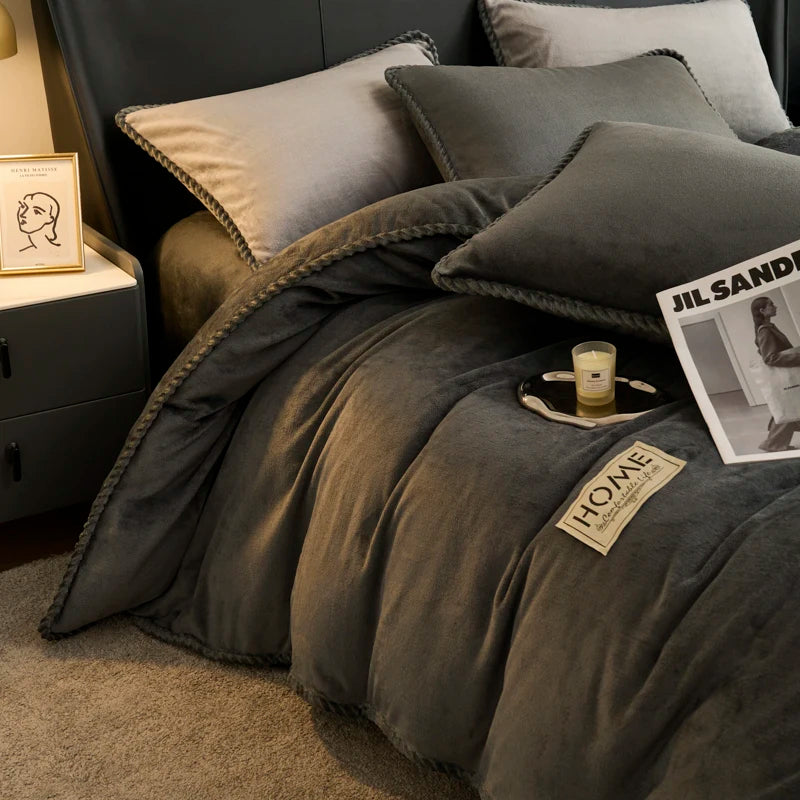 厚手フランネル 配色パイピング 掛け布団カバー（カバー単品）