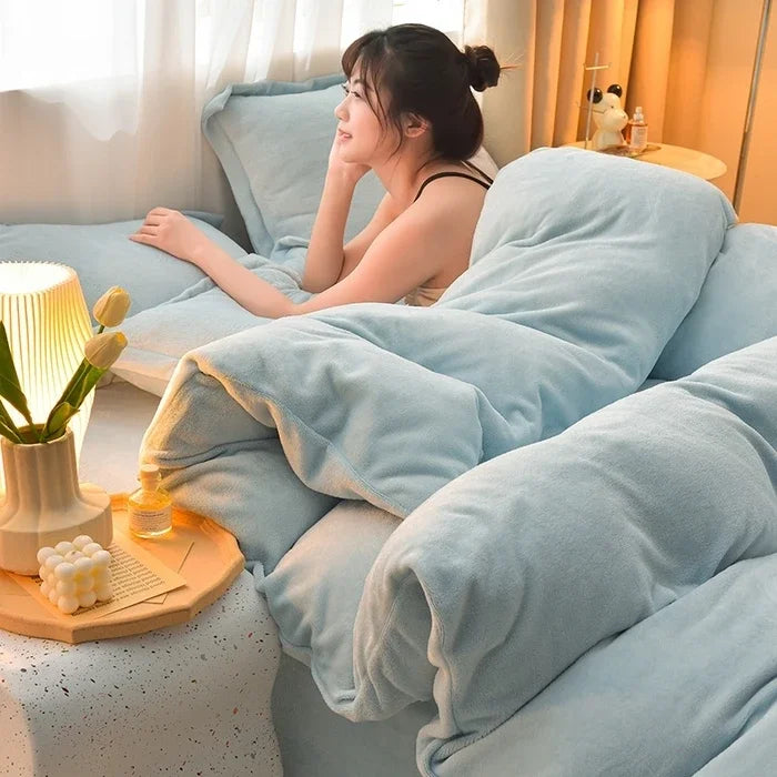 両面ミルクベルベット調フリース 2WAY 布団カバー兼用ブランケット（ファスナー式／静電気対策）